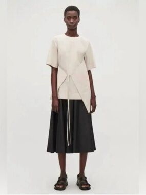 COS Cotton Asymmetric Wrap Top in Natural